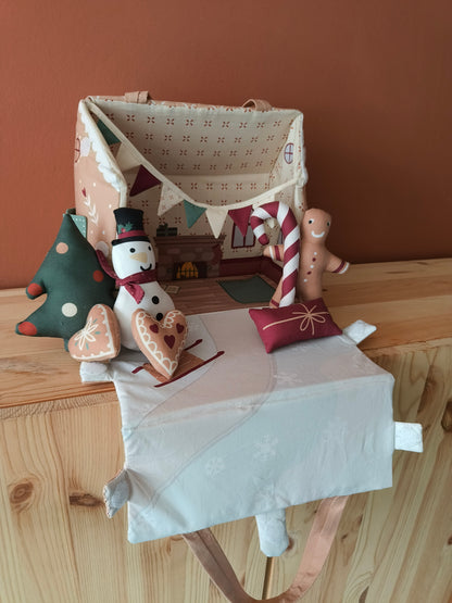Panneau cut and go popeline de coton GINGERBREAD DOLLHOUSE