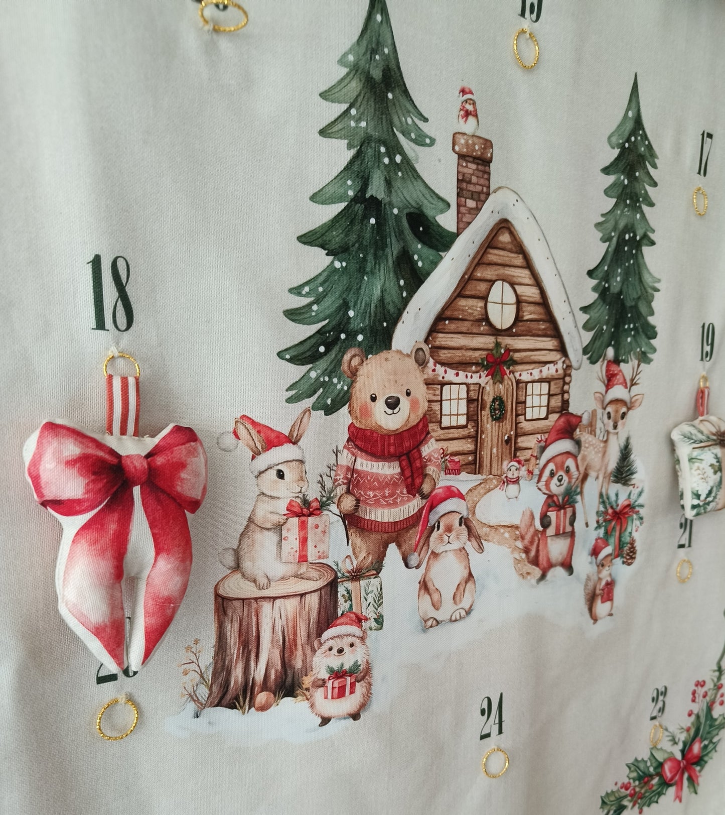 Panneau cut and go toile effet lin Calendrier de l'avent POPPY