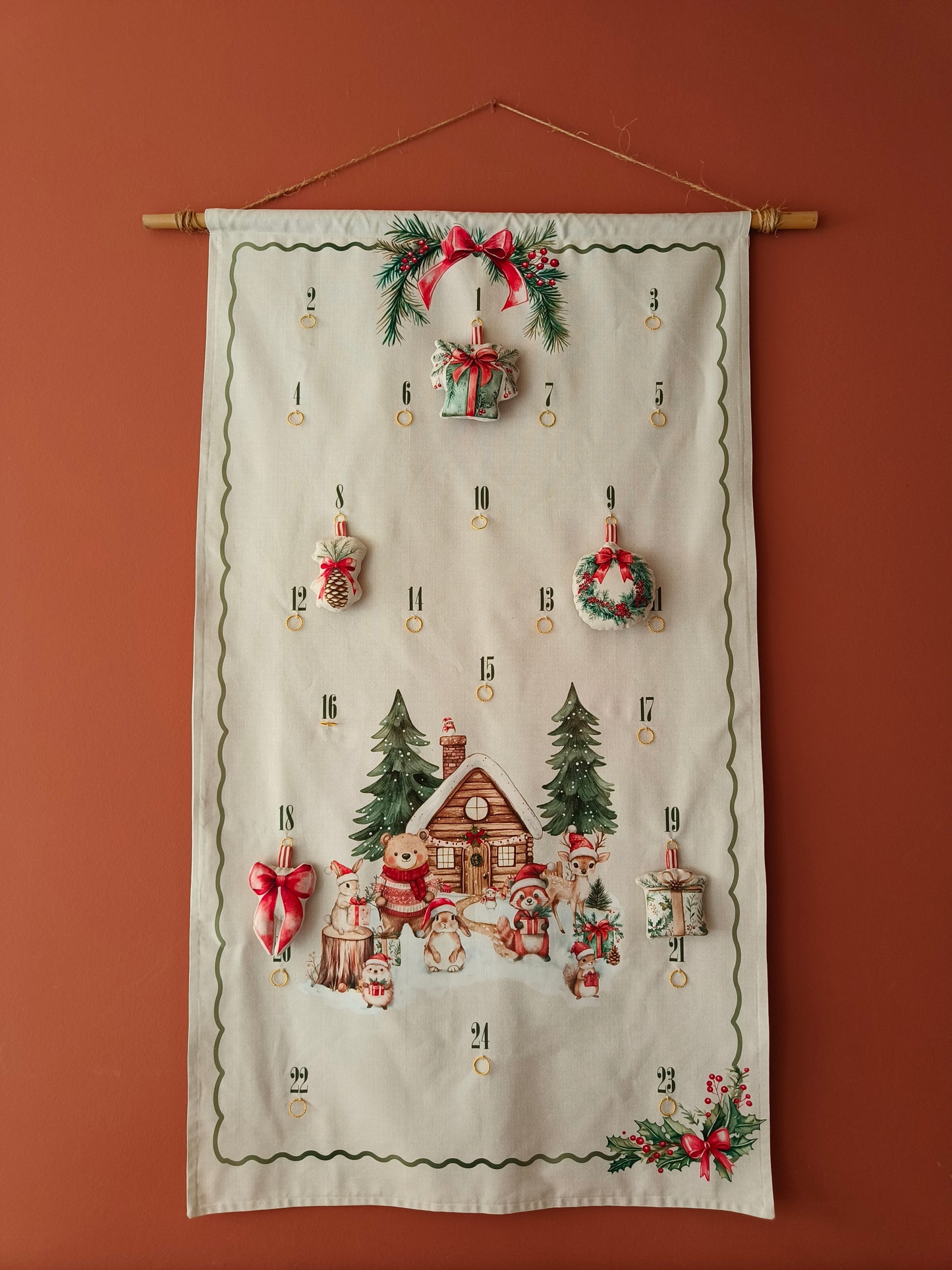 Panneau cut and go toile effet lin Calendrier de l'avent POPPY
