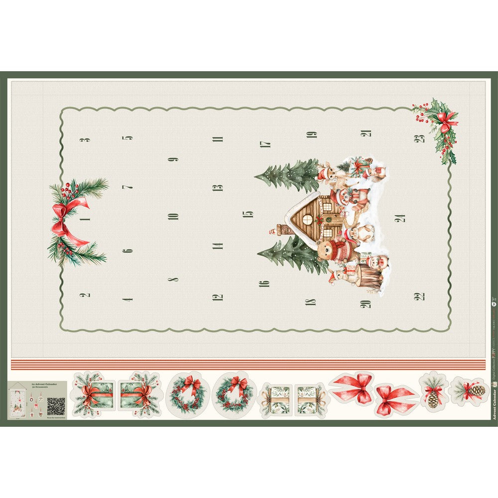 Panneau cut and go toile effet lin Calendrier de l'avent POPPY