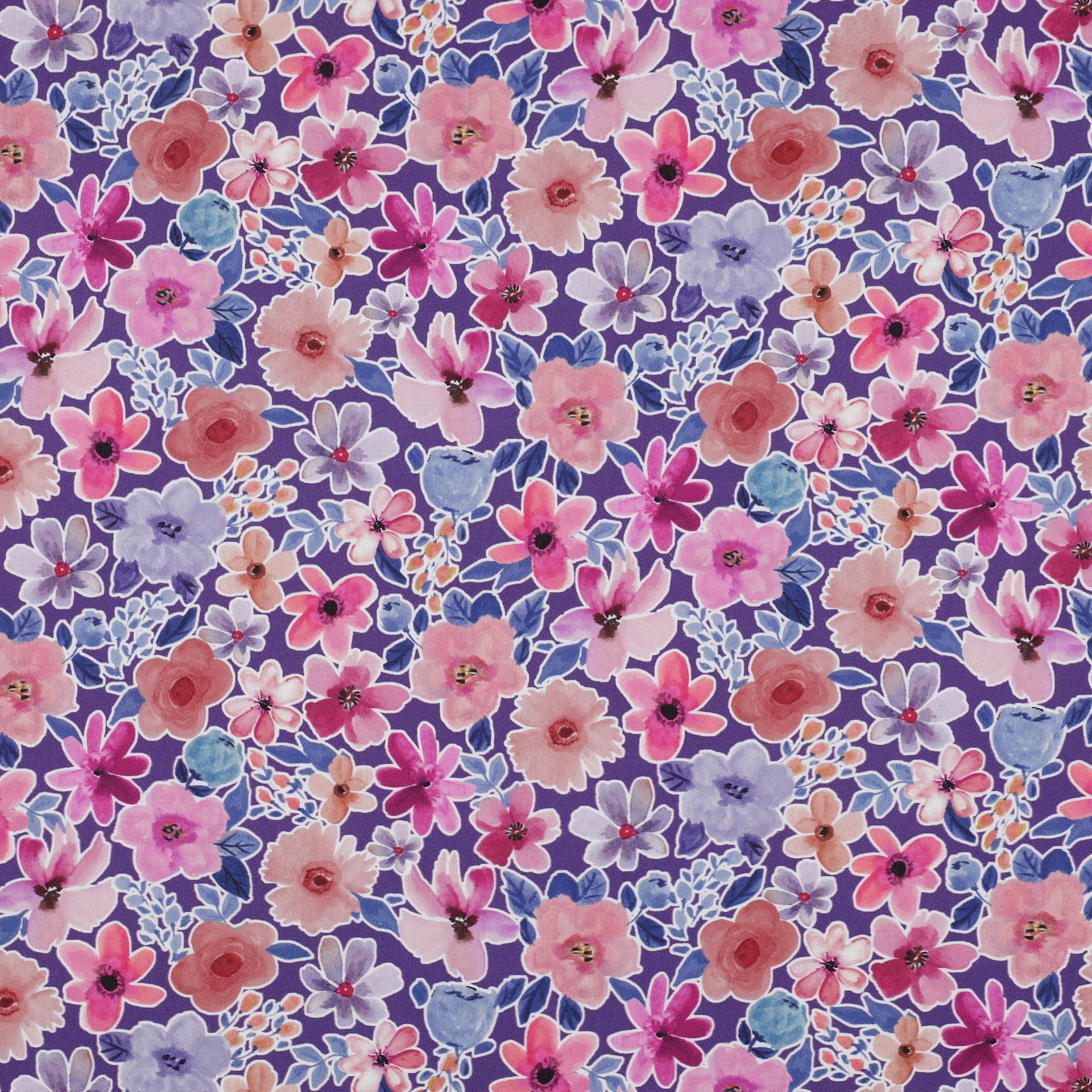 Popeline coton Digital Flowers