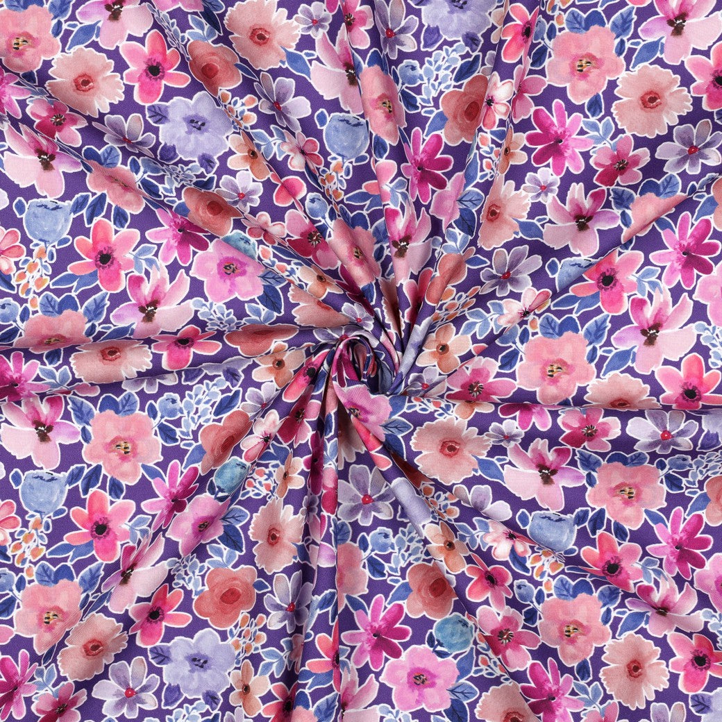 Popeline coton Digital Flowers