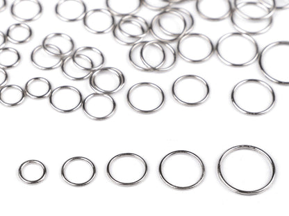 Anneau métallique inoxydable pour vêtements, Ø 6 ; Ø 8 ; Ø 10 ; Ø 12 ; Ø 15 mm - 50pc