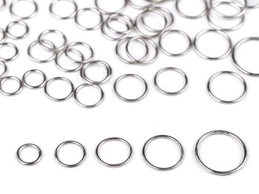 Anneau métallique inoxydable pour vêtements, Ø 6 ; Ø 8 ; Ø 10 ; Ø 12 ; Ø 15 mm - 50pc