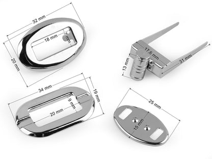 Fermoir ovale pour sac à main, 20 x 32 mm - 1set