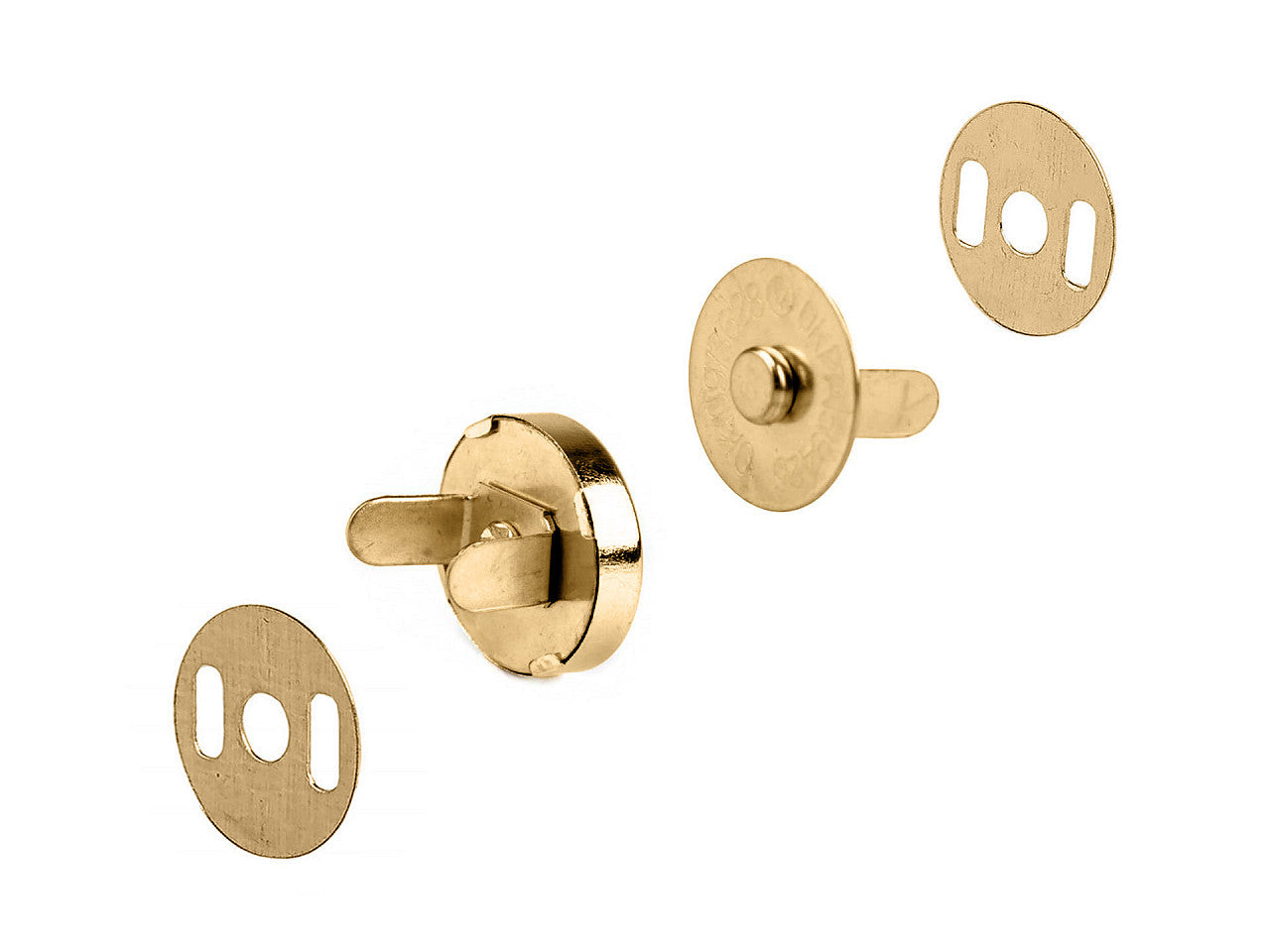Boutons pression magnétiques, Ø 15 mm, dorés - 5set