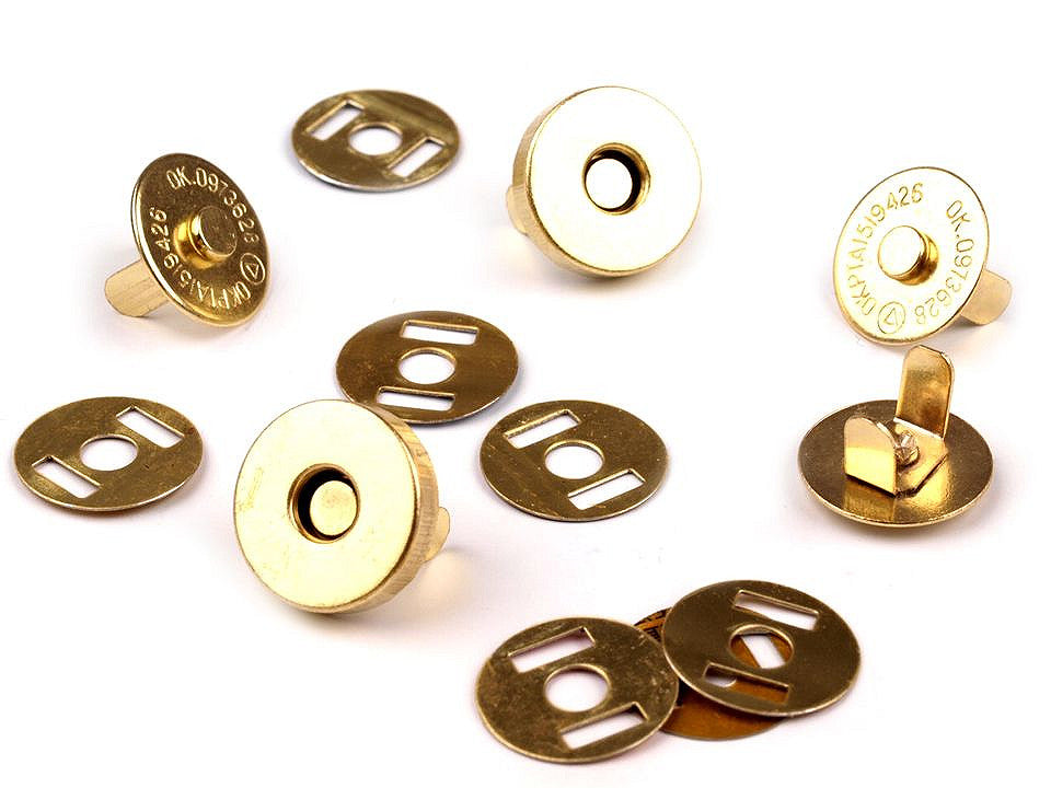 Boutons pression magnétiques, Ø 15 mm, dorés - 5set