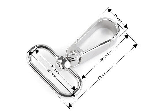 Mousqueton métallique pour sangle de 32 mm
