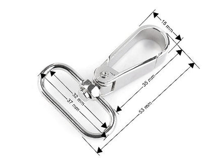 Mousqueton métallique pour sangle de 32 mm