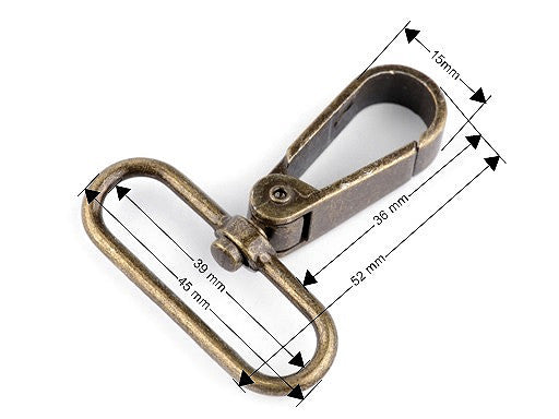 Mousqueton métallique pour sangle de 39 mm
