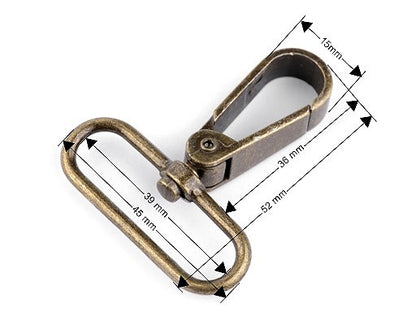 Mousqueton métallique pour sangle de 39 mm