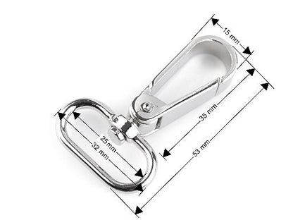 Mousqueton métallique pour sangle de 25 mm
