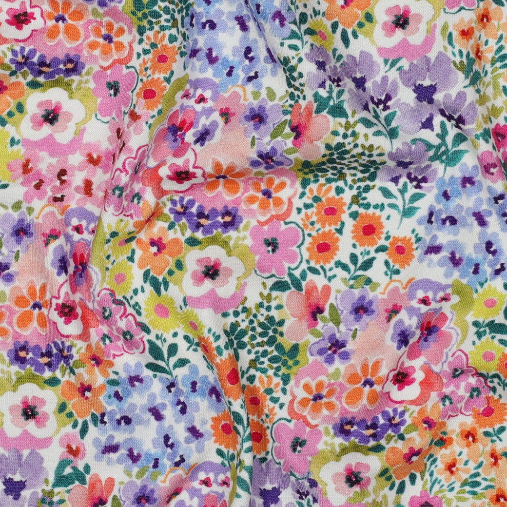 Jersey impression digitale flowers Oeko-Tex POPPY