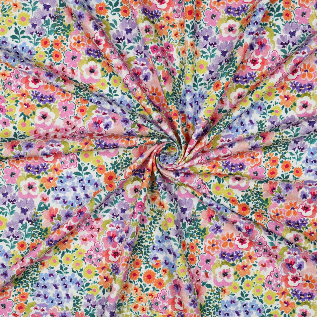 Jersey impression digitale flowers Oeko-Tex POPPY