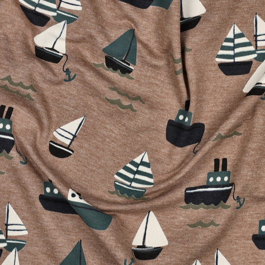 Jersey mélange bateaux - par 10cm