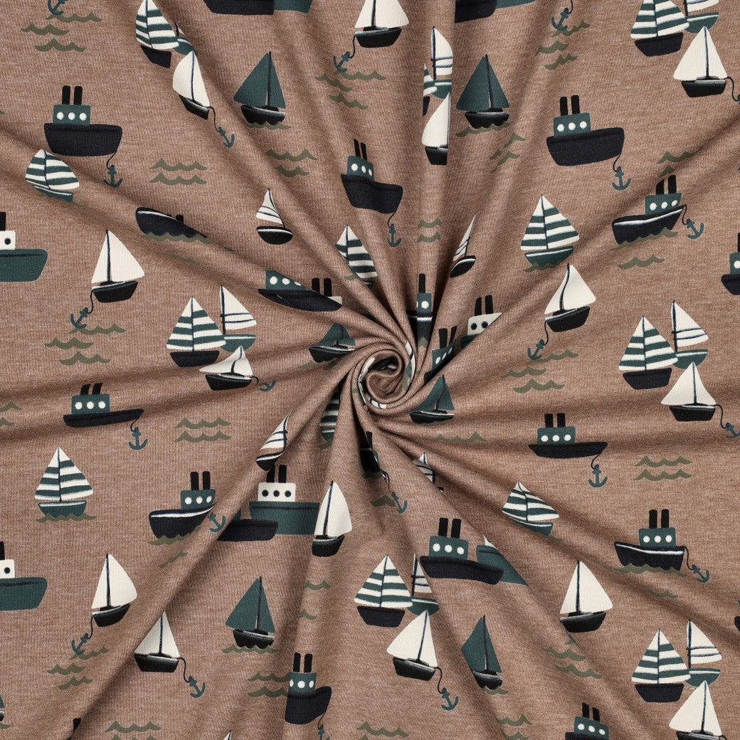 Jersey mélange bateaux - par 10cm