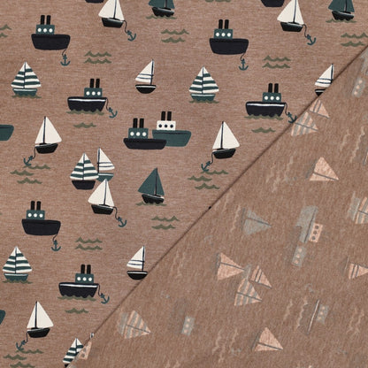 Jersey mélange bateaux - par 10cm