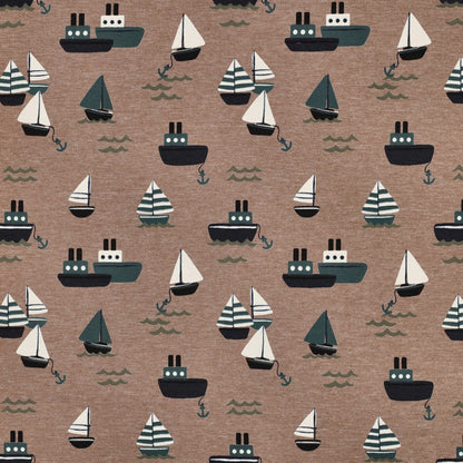 Jersey mélange bateaux - par 10cm