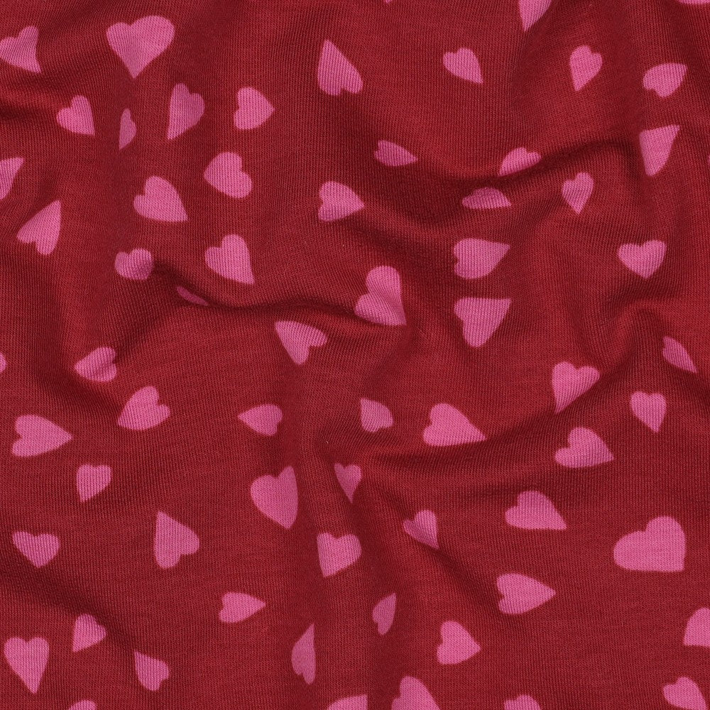 French terry DOGS and HEARTS POPPY