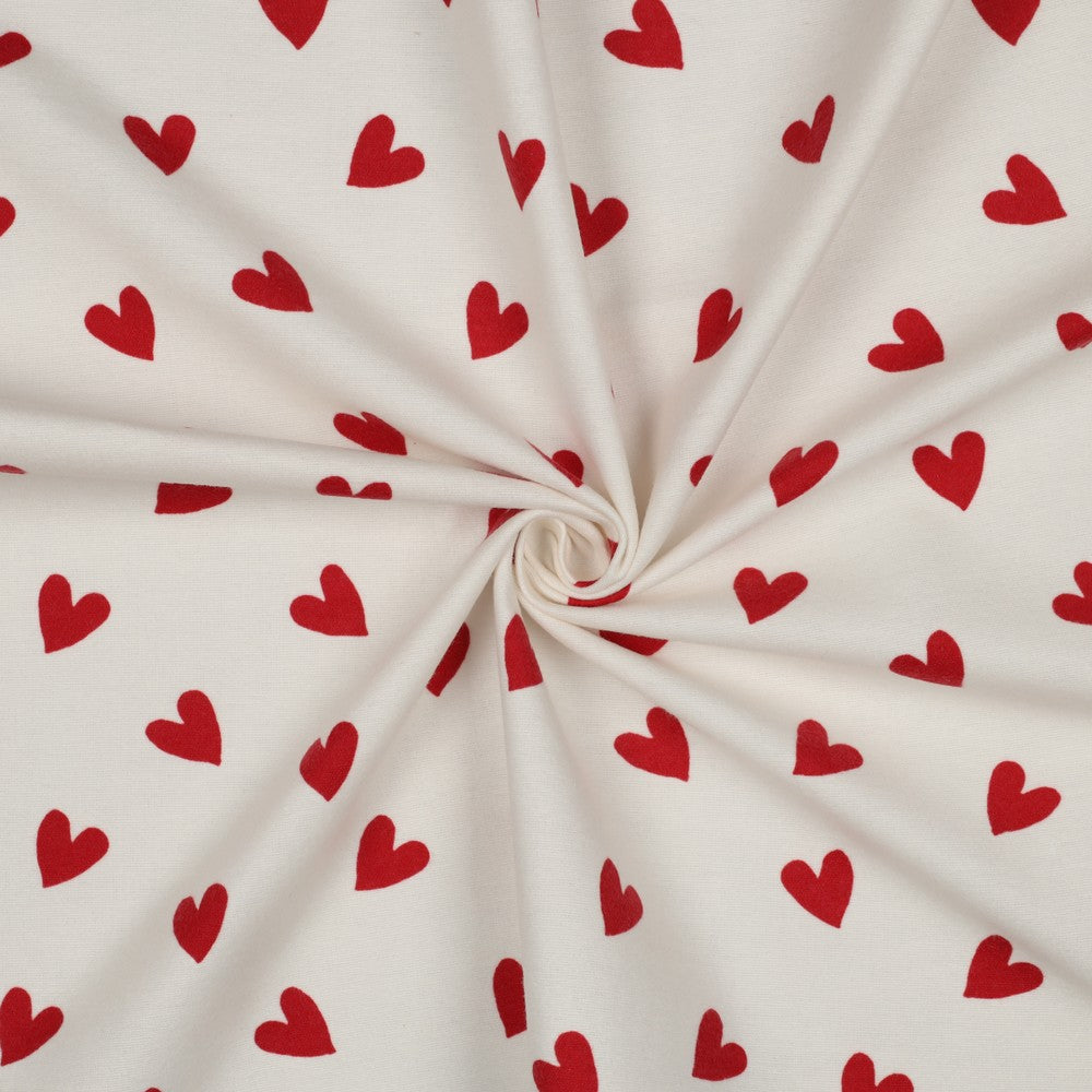 Flanelle de coton Coeurs rouges