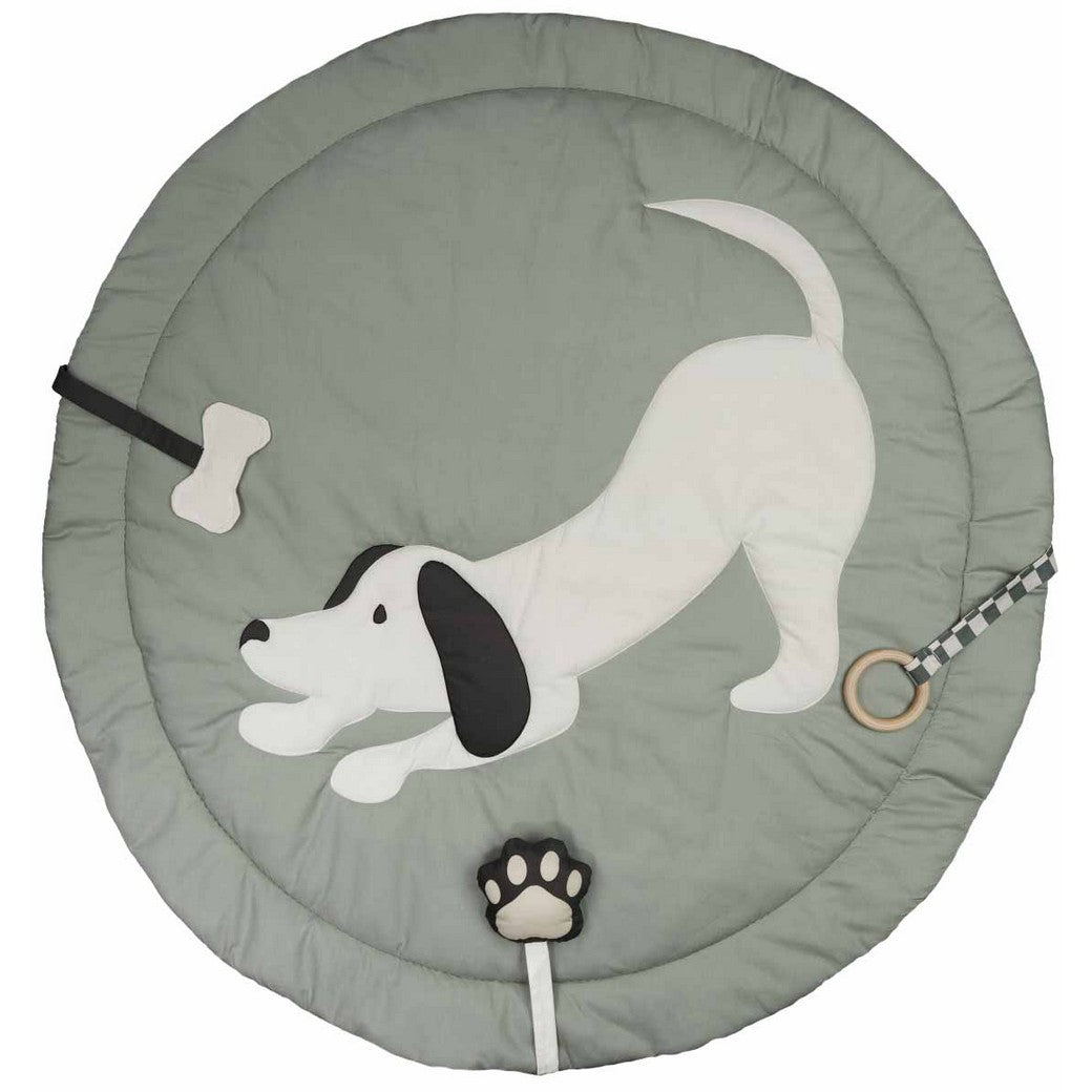 Panneau popeline de coton - Tapis d'éveil chiens vert sauge