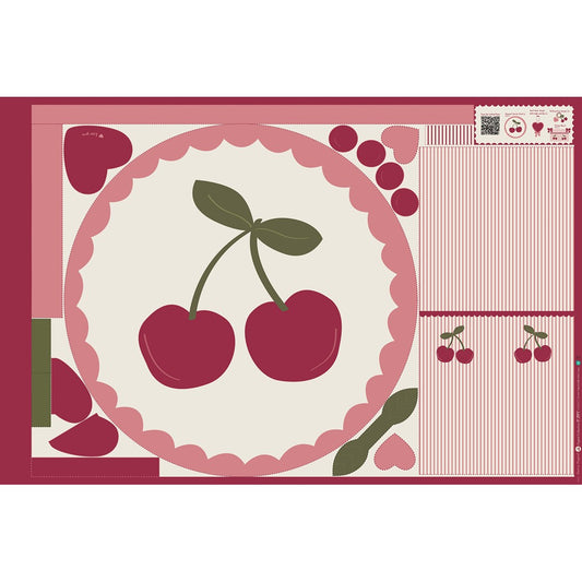 Panneau cut and go popeline de coton CHERRY POPPY