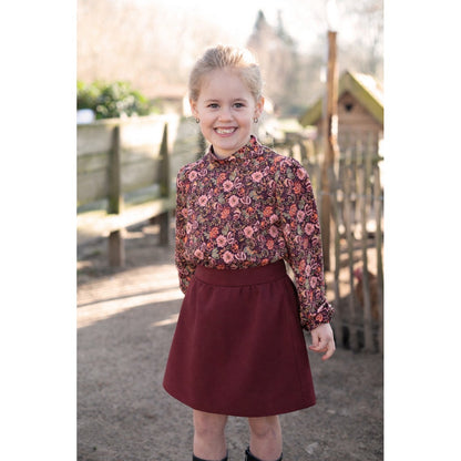 Jersey coton Oekotex fleurs POPPY - Fond bordeaux