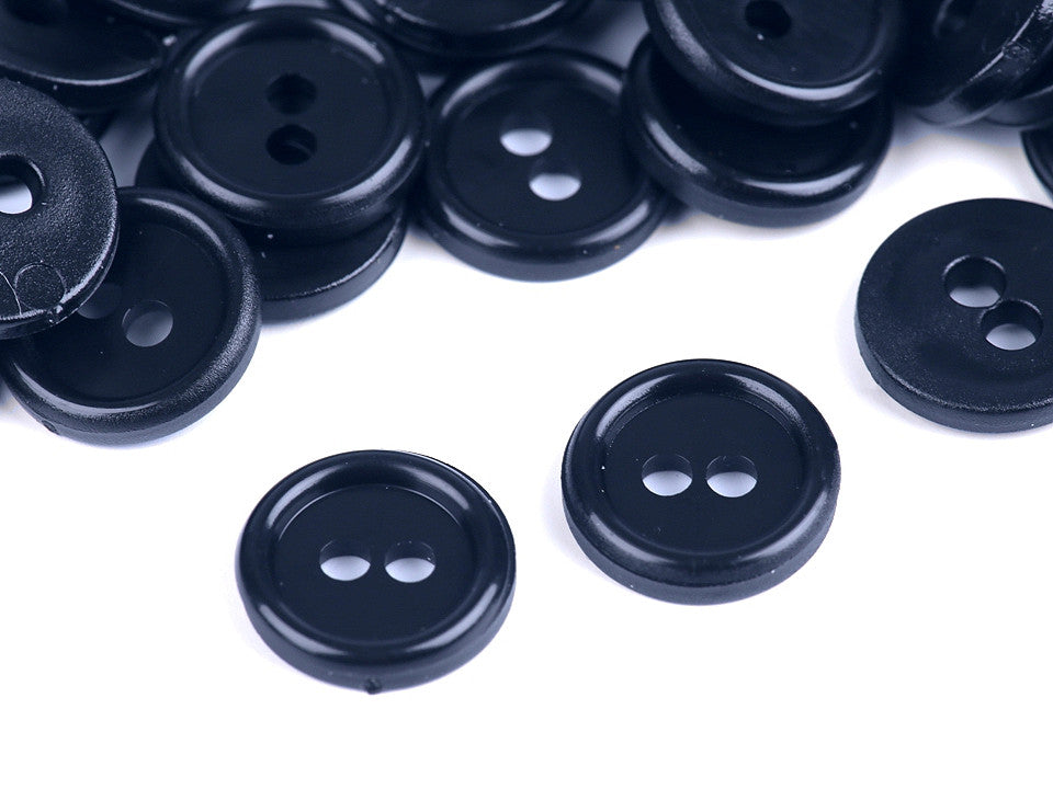 Boutons de chemise en plastique, 2 trous, taille 11,4mm