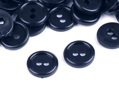 Boutons de chemise en plastique, 2 trous, taille 11,4mm