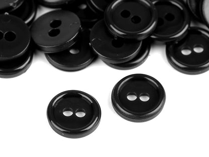 Boutons de chemise en plastique, 2 trous, taille 11,4mm
