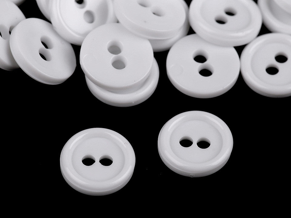 Boutons de chemise en plastique, 2 trous, taille 11,4mm
