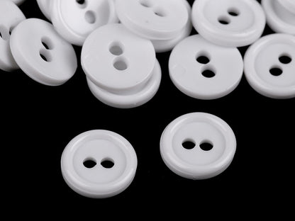 Boutons de chemise en plastique, 2 trous, taille 11,4mm