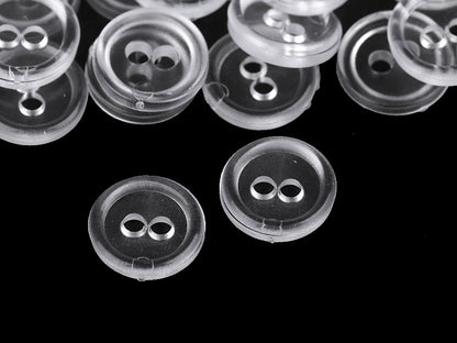 Boutons de chemise en plastique, 2 trous, taille 11,4mm