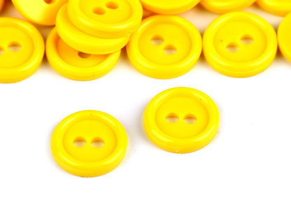 Boutons de chemise en plastique, 2 trous, taille 11,4mm