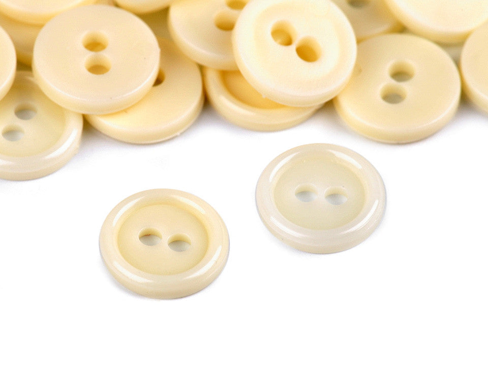 Boutons de chemise en plastique, 2 trous, taille 11,4mm