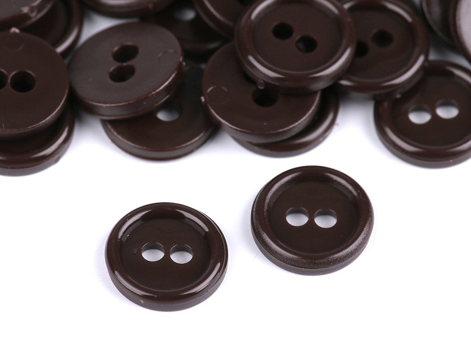 Boutons de chemise en plastique, 2 trous, taille 11,4mm