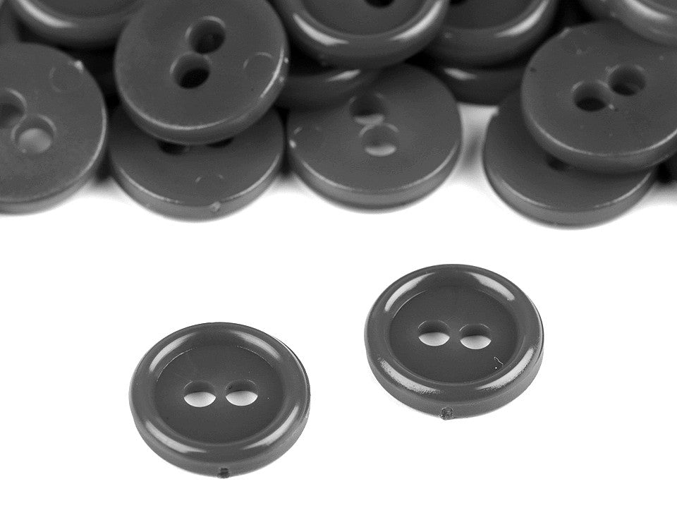 Boutons de chemise en plastique, 2 trous, taille 11,4mm