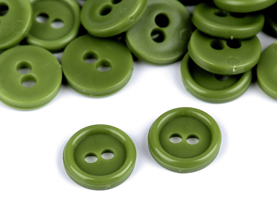 Boutons de chemise en plastique, 2 trous, taille 11,4mm