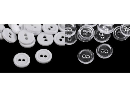 Boutons de chemise en plastique, 2 trous, taille 11,4mm