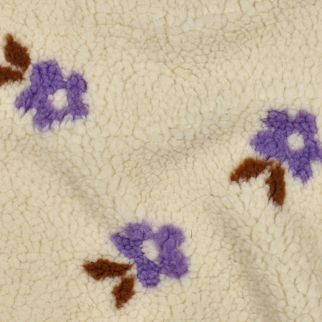 Teddy Jacquard Fleurs Écru - par 10 cm