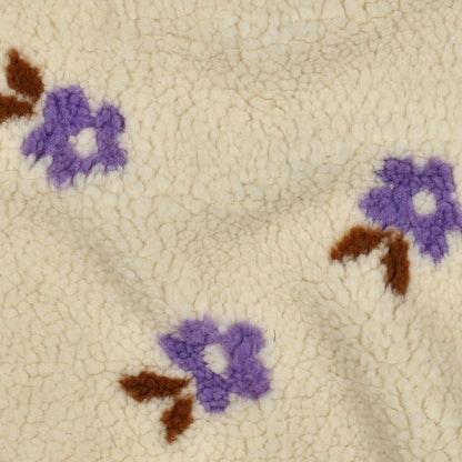 Teddy Jacquard Fleurs Écru - par 10 cm