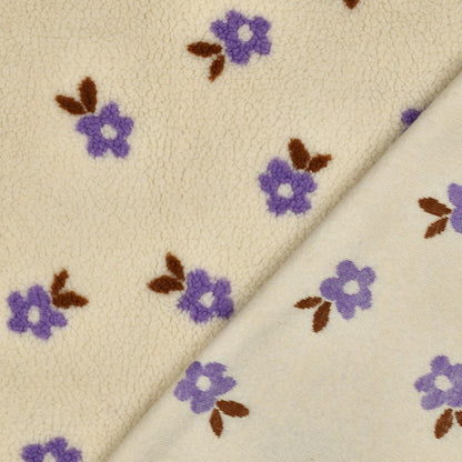 Teddy Jacquard Fleurs Écru - par 10 cm