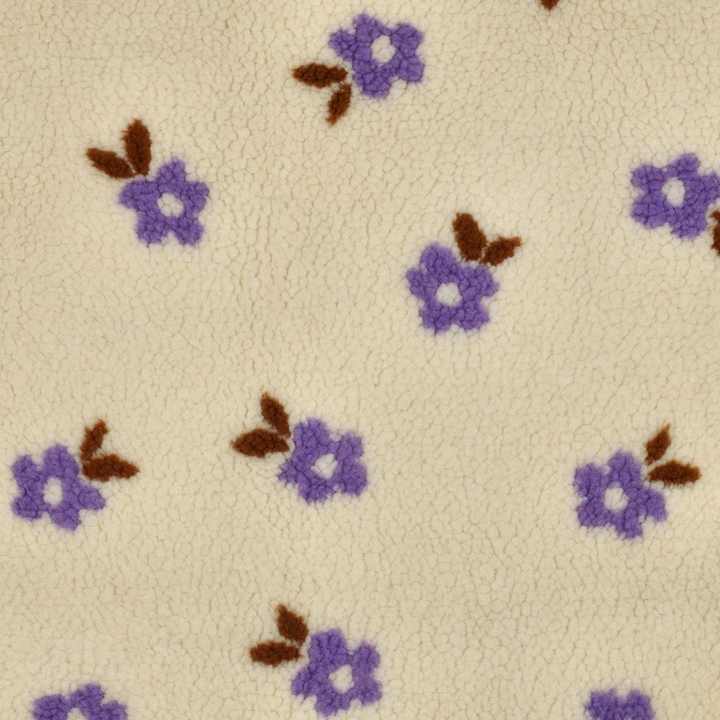 Teddy Jacquard Fleurs Écru - par 10 cm