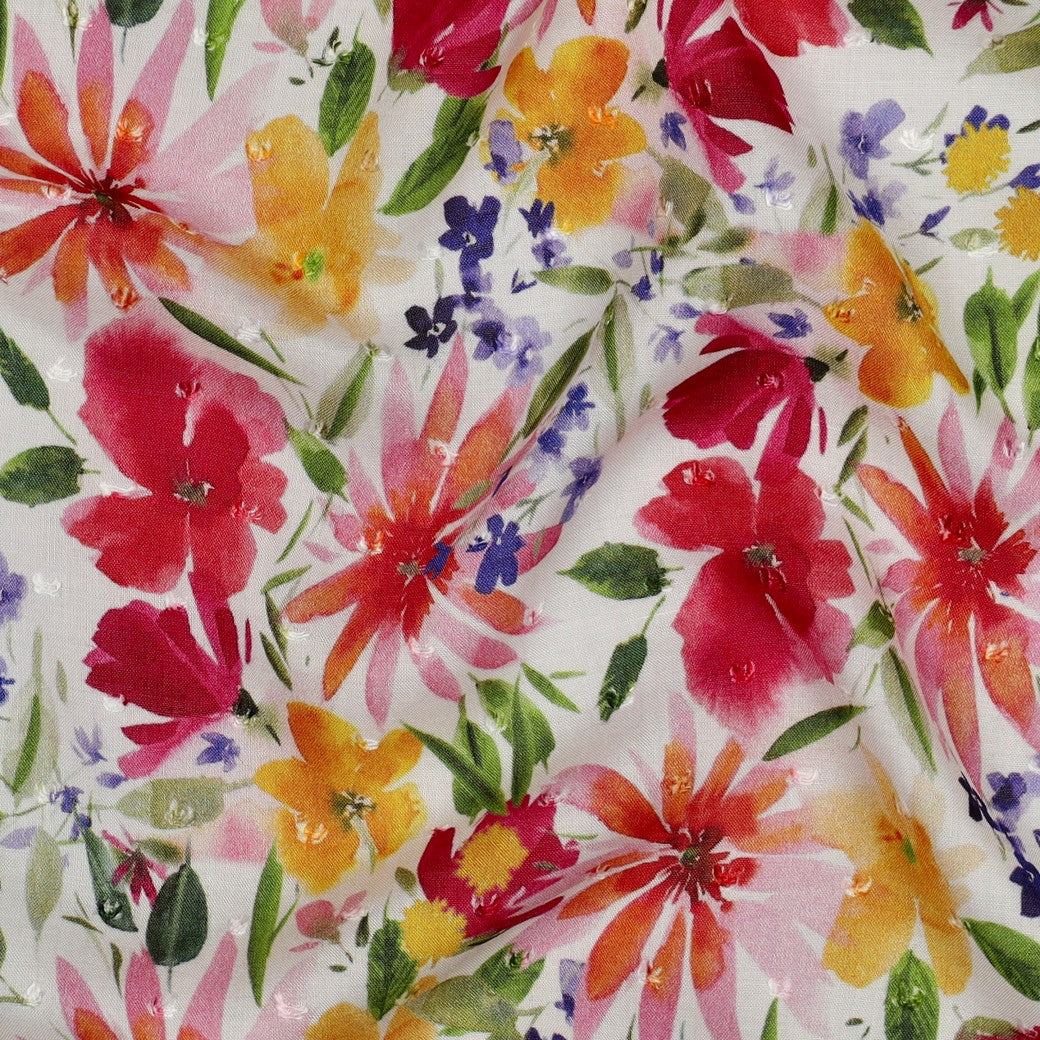 Viscose plumetis imprimé floral POPPY