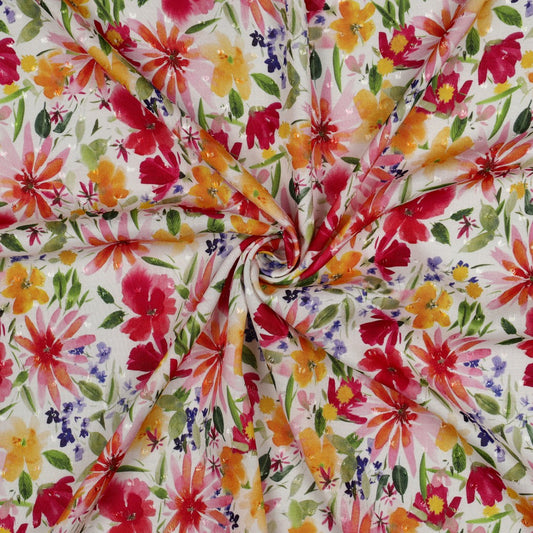 Viscose plumetis imprimé floral POPPY