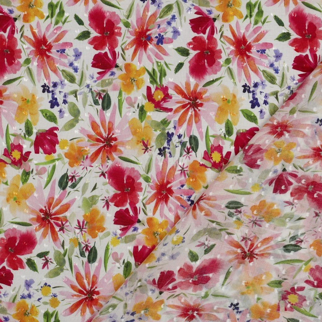 Viscose plumetis imprimé floral POPPY
