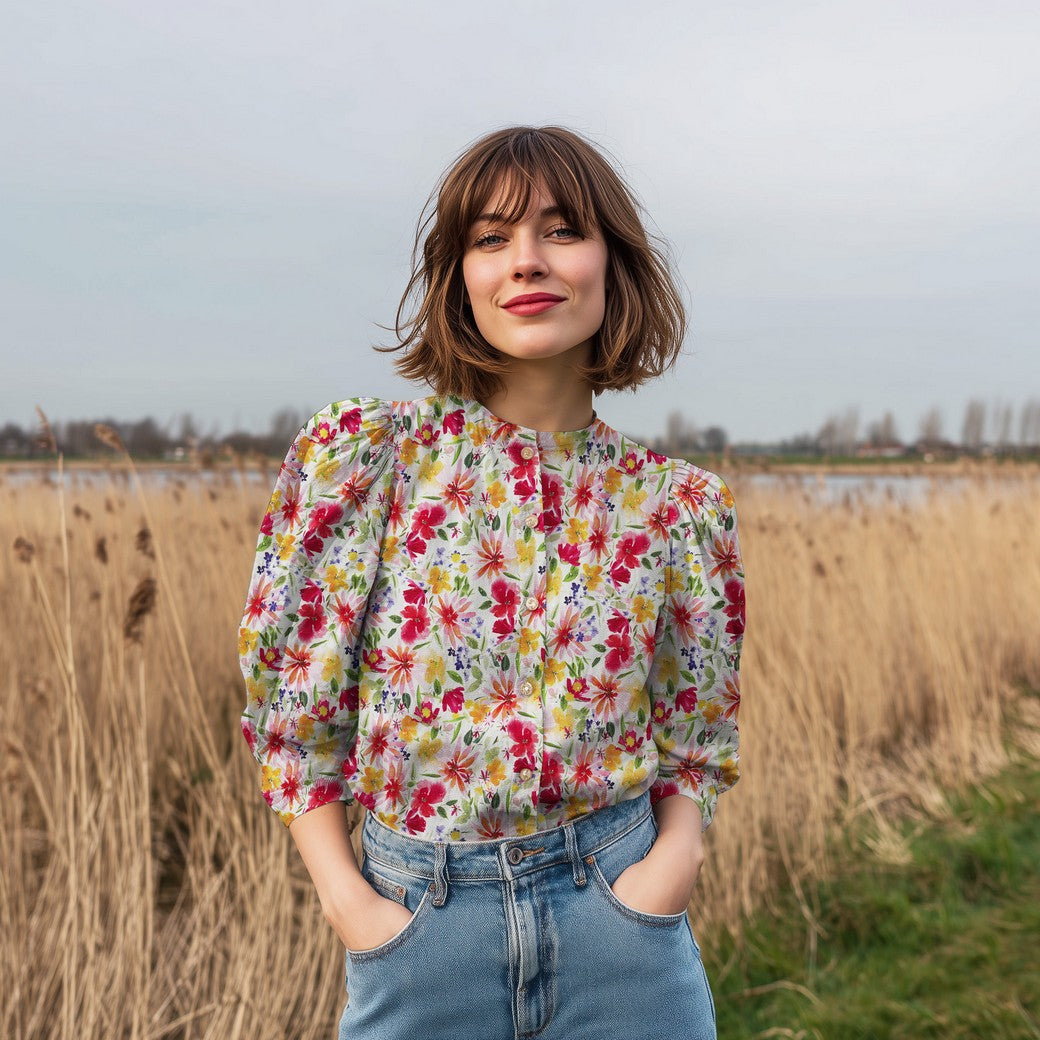 Viscose plumetis imprimé floral POPPY