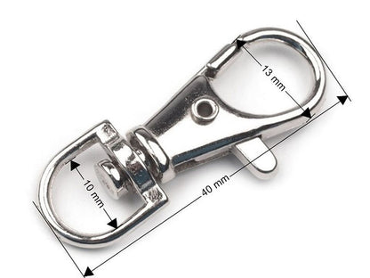 Mousqueton métallique pour sangle de 10 mm
