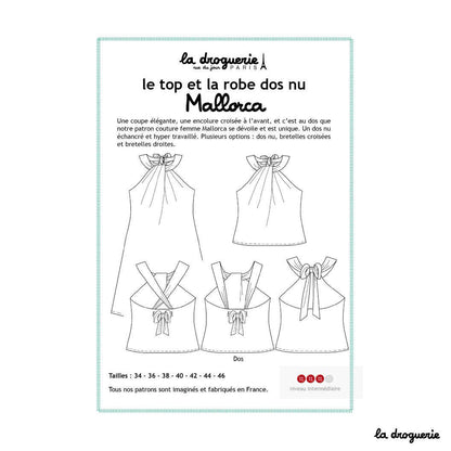 Patron couture du top et robe dos nu Mallorca