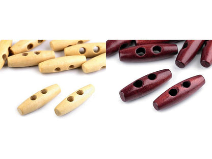 Bouton bûchette en bois, 12 x 40 mm